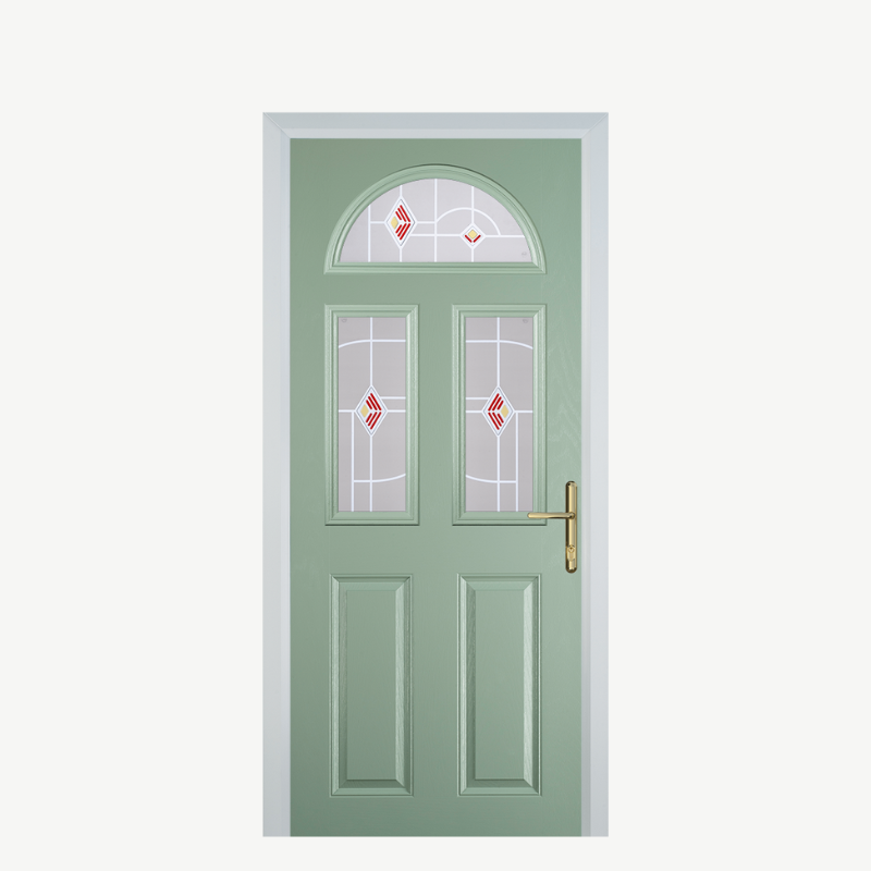 Door G 2 Panel 1 Arch Chartwell Green Murano Red image 0