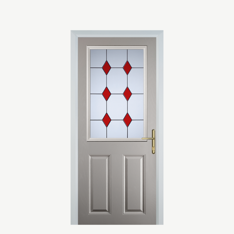 Door F 2 Panel 1 Square Agate Grey 3 Drop Diamond Red image 0