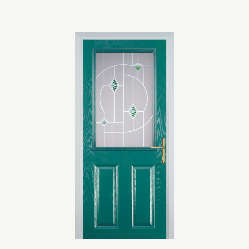 Door F 2 Panel 1 Square Turquoise Blue Murano Green image 0