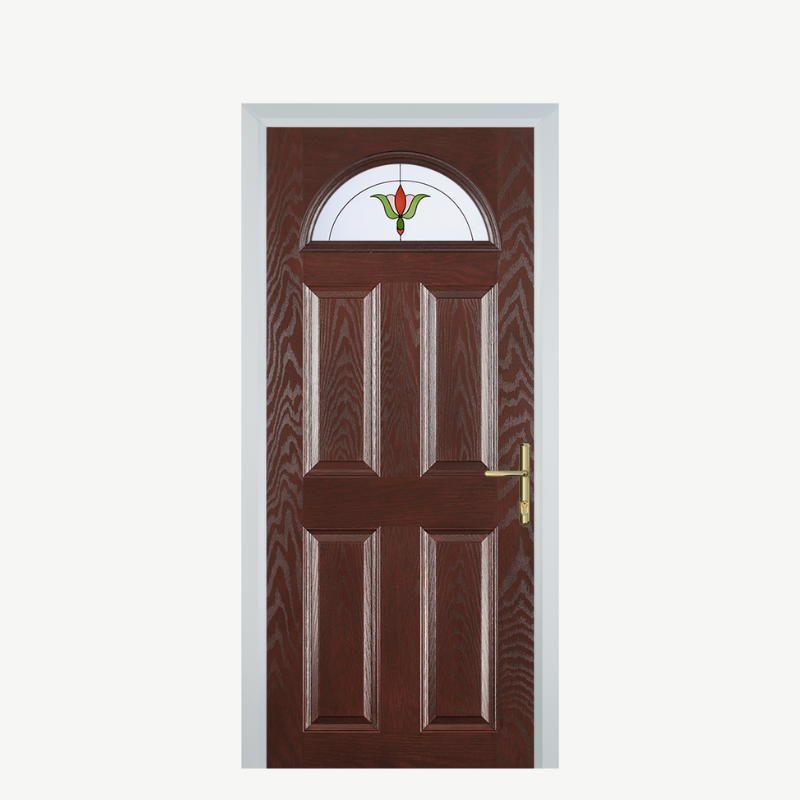 Door D 4 Panel 1 Arch Dark Wood Fleur image 0