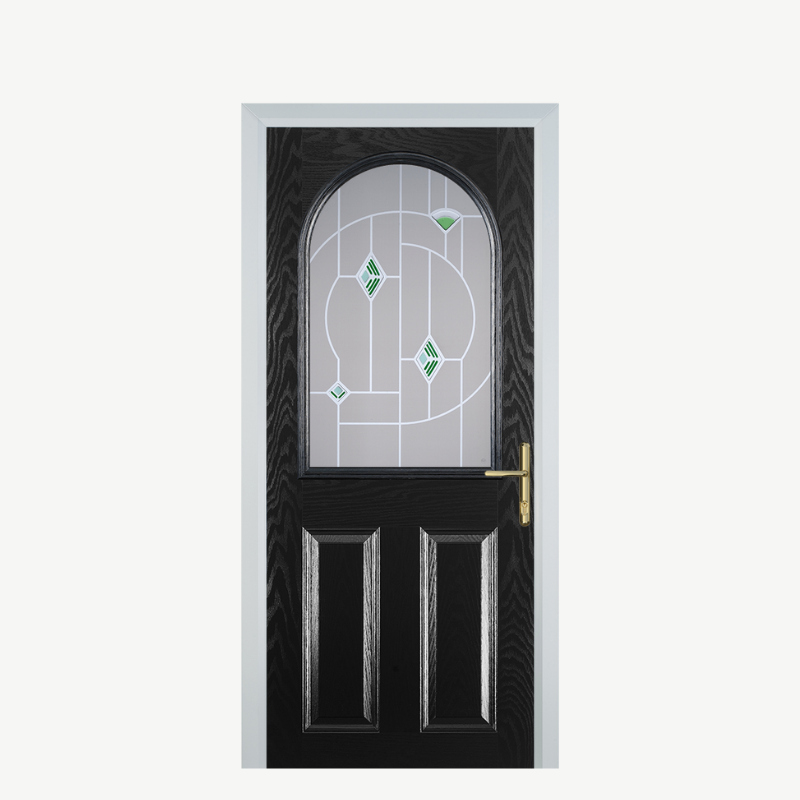 Door E 2 Panel 1 Arch Black Murano Green image 0
