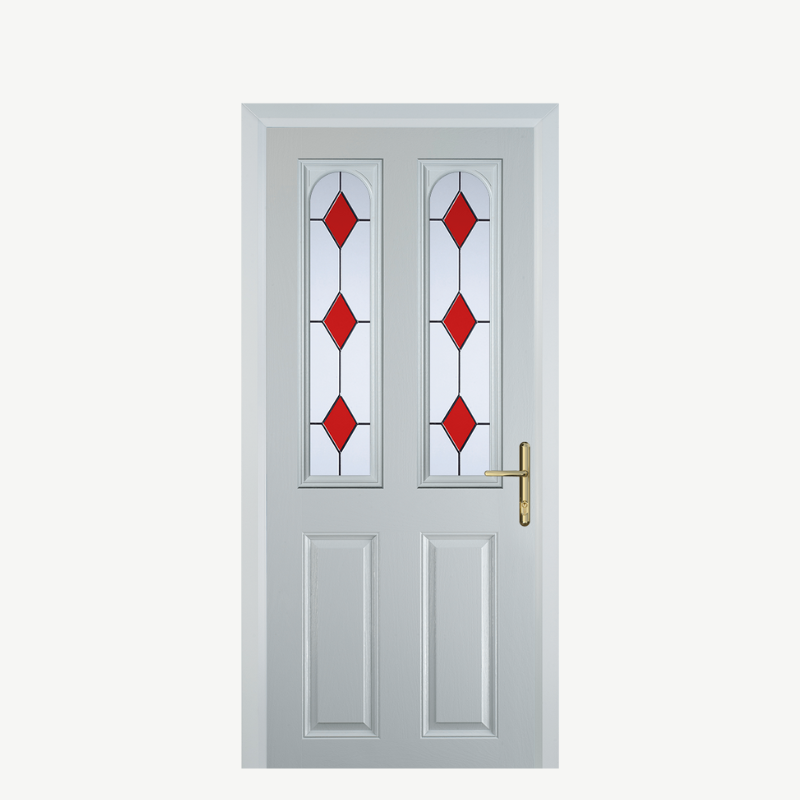 Door C 2 Panel 2 Square White 3 Drop Diamond Red image 0