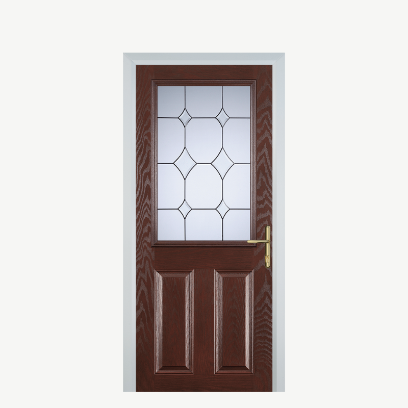 Door F 2 Panel 1 Square Dark Wood Crystal Diamond image 0