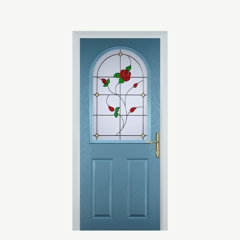 Door E 2 Panel 1 Arch Pastel Blue English Rose image 0