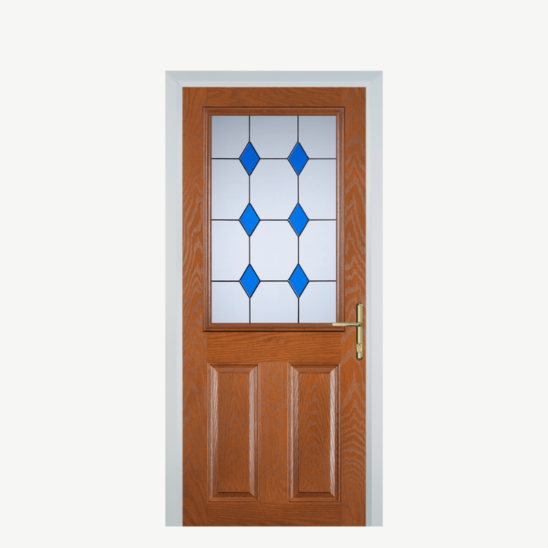 Door F 2 Panel 1 Square Oak 3 Drop Diamond Blue image 0