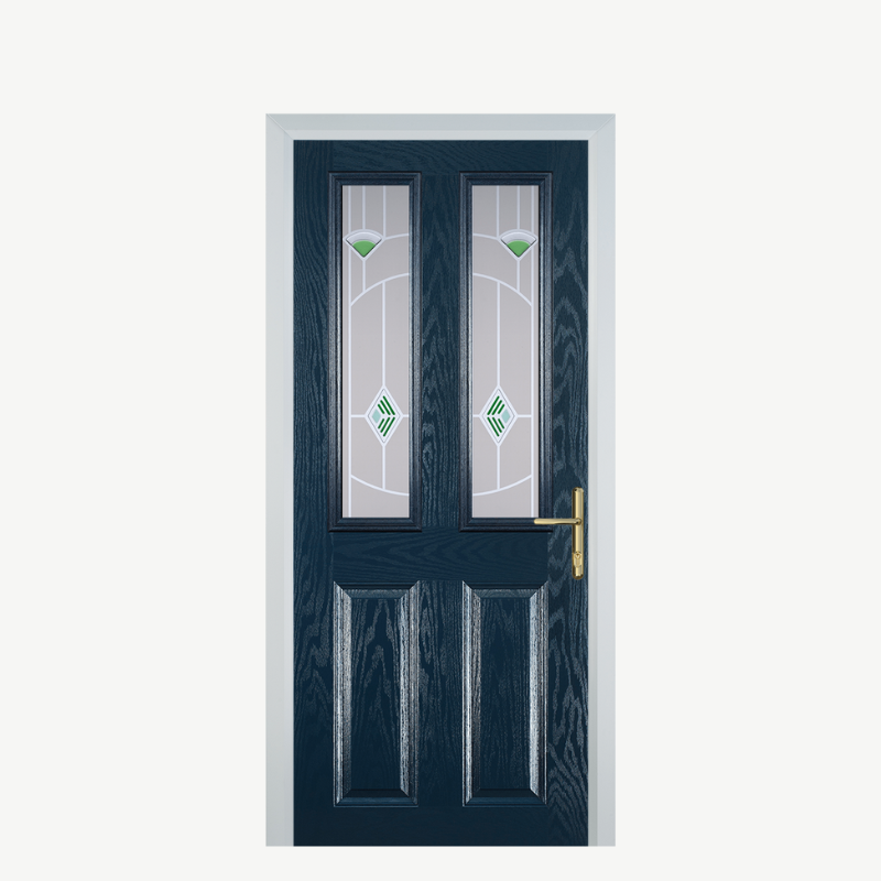 Door C 2 Panel 2 Square Blue Murano Green image 0