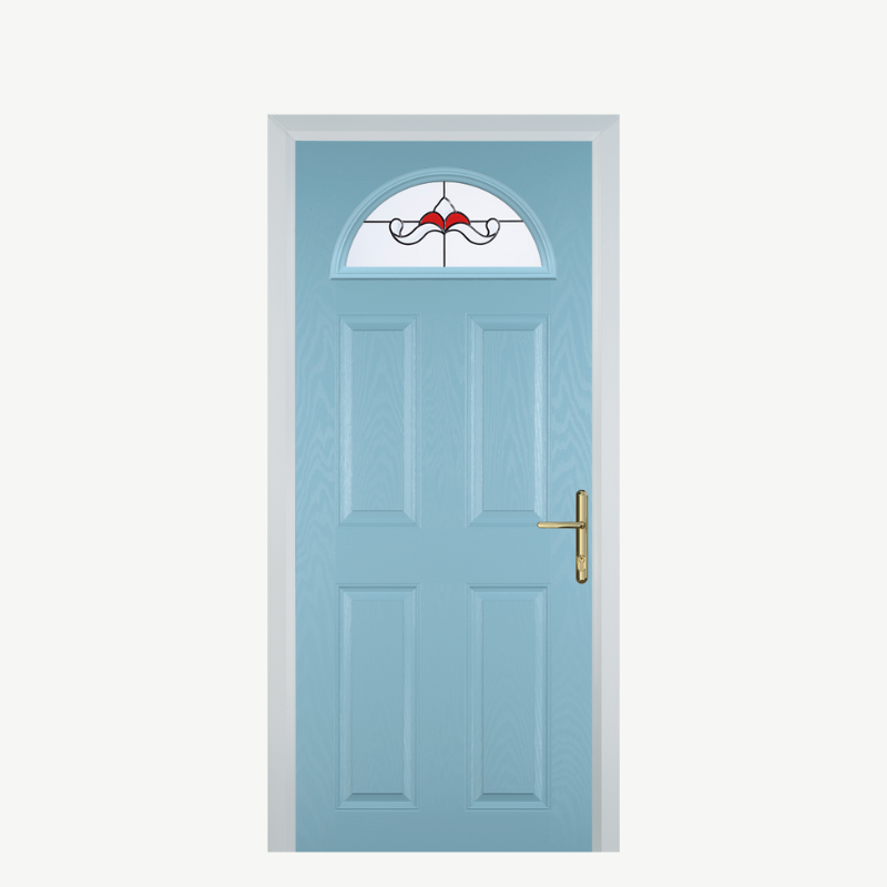 Door D 4 Panel 1 Arch Duck Egg Blue Crystal Bohemia Red image 0