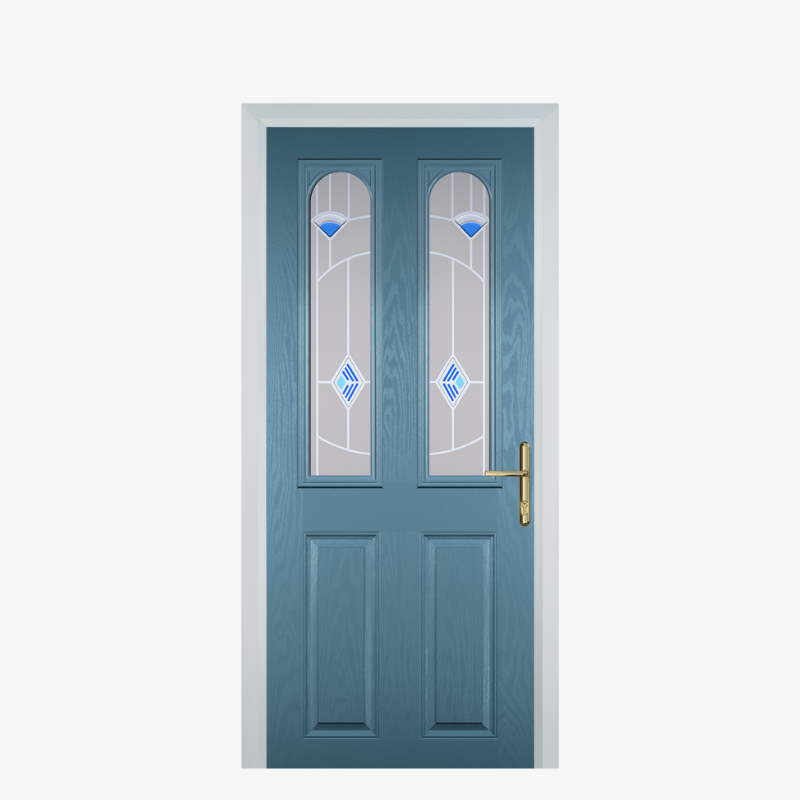 Door A 2 Panel 2 Arch Pastel Blue Murano Blue image 0