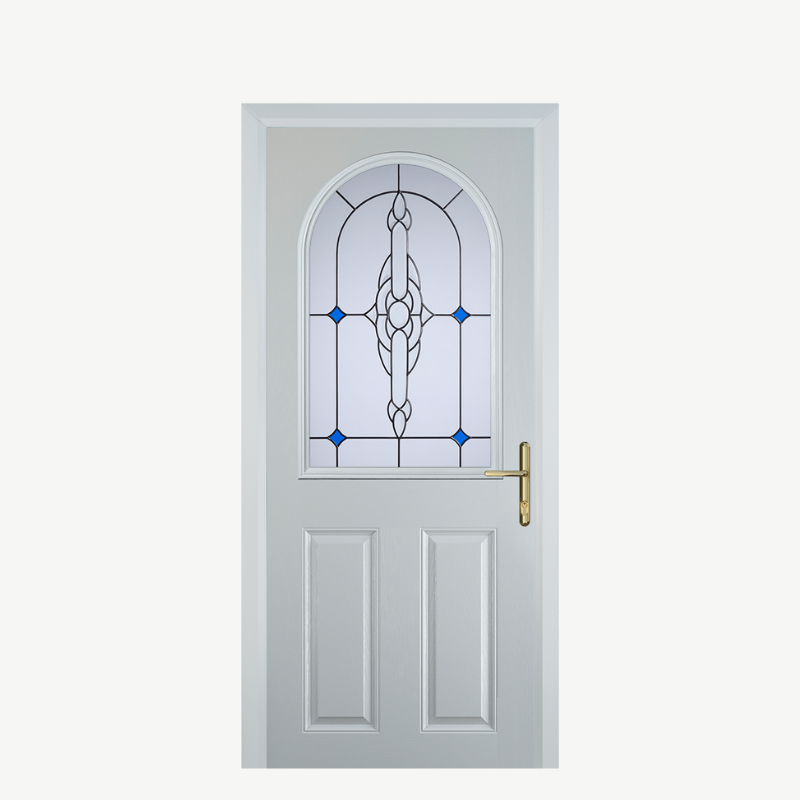 Door E 2 Panel 1 Arch White Crystal Bohemia Blue image 0