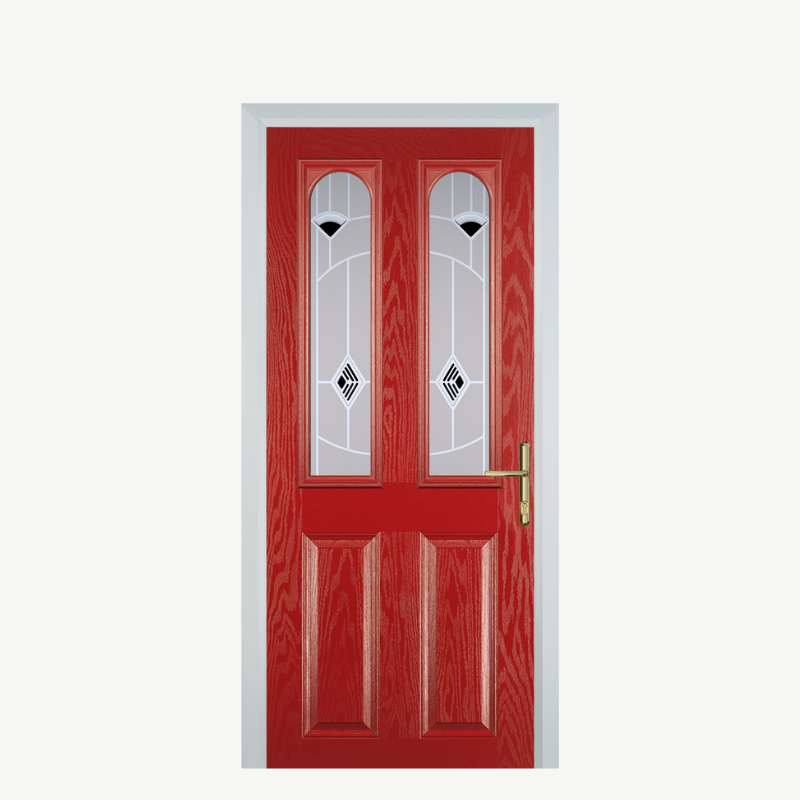 Door A 2 Panel 2 Arch Red Murano Black image 0