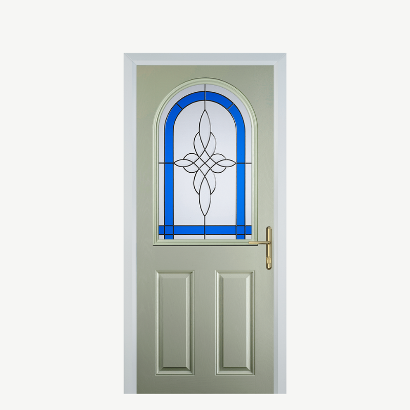 Door E 2 Panel 1 Arch Pebble Grey Crystal Harmony Blue image 0