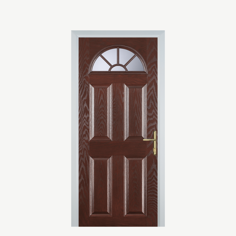 DoorJ 4 Panel 2 Sunburst Dark Wood image 0