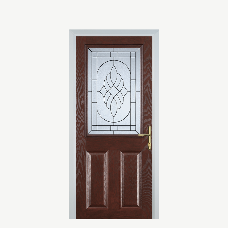 Door F 2 Panel 1 Square Dark Wood Zinc Art Elegance image 0