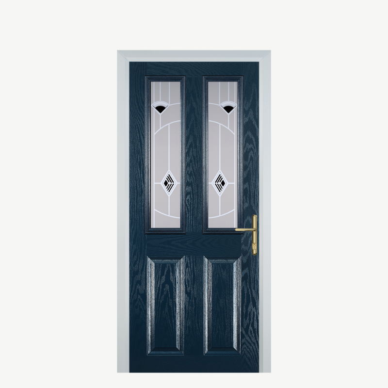 Door C 2 Panel 2 Square Blue Murano Black image 0