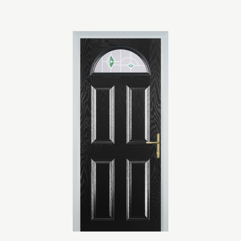 Door D 4 Panel 1 Arch Black Murano Green image 0