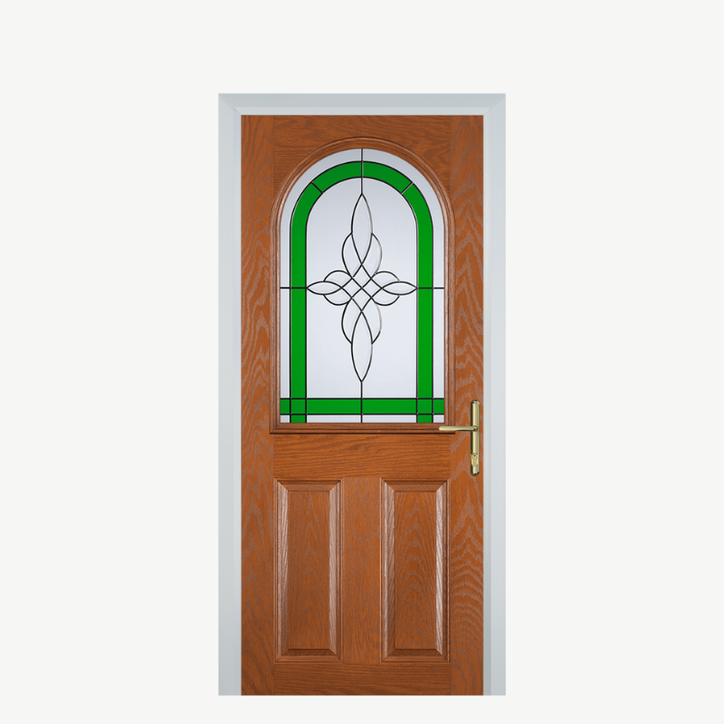 Door E 2 Panel 1 Arch Oak Crystal Harmony Green image 0