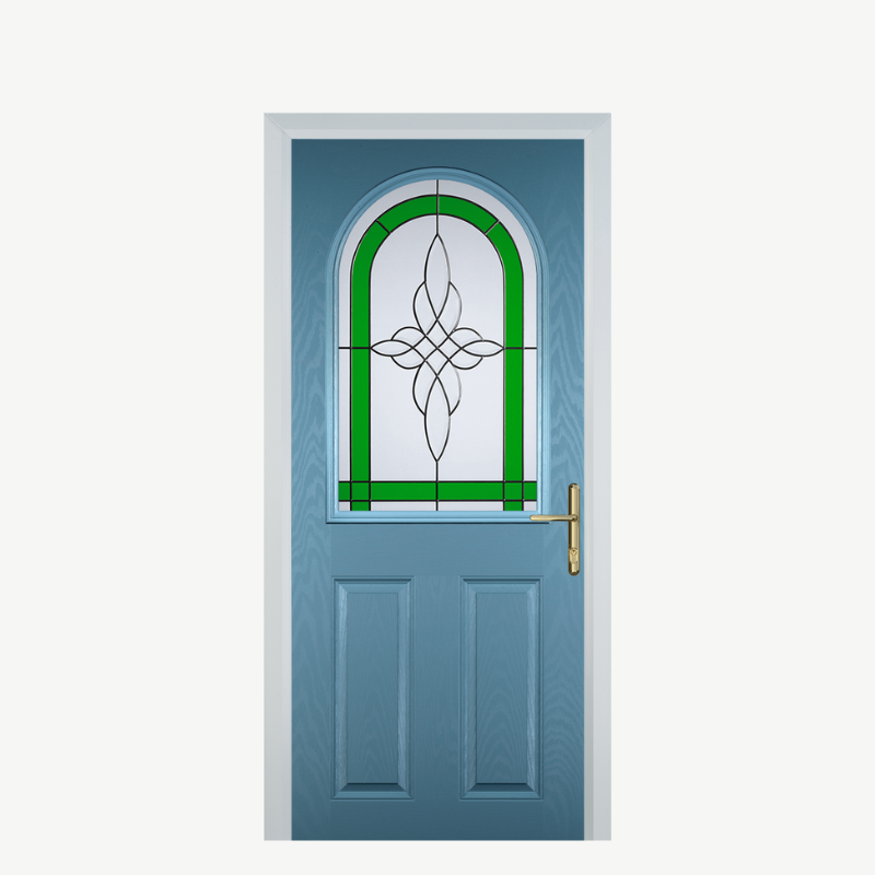 Door E 2 Panel 1 Arch Pastel Blue Crystal Harmony Green image 0