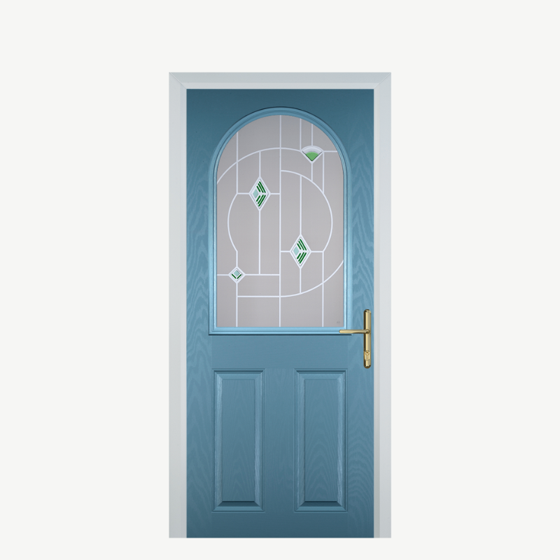 Door E 2 Panel 1 Arch Pastel Blue Murano Green image 0
