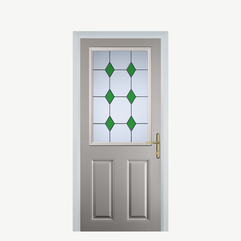 Door F 2 Panel 1 Square Agate Grey 3 Drop Diamond Green image 0
