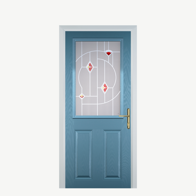 Door F 2 Panel 1 Square Pastel Blue Murano Red image 0