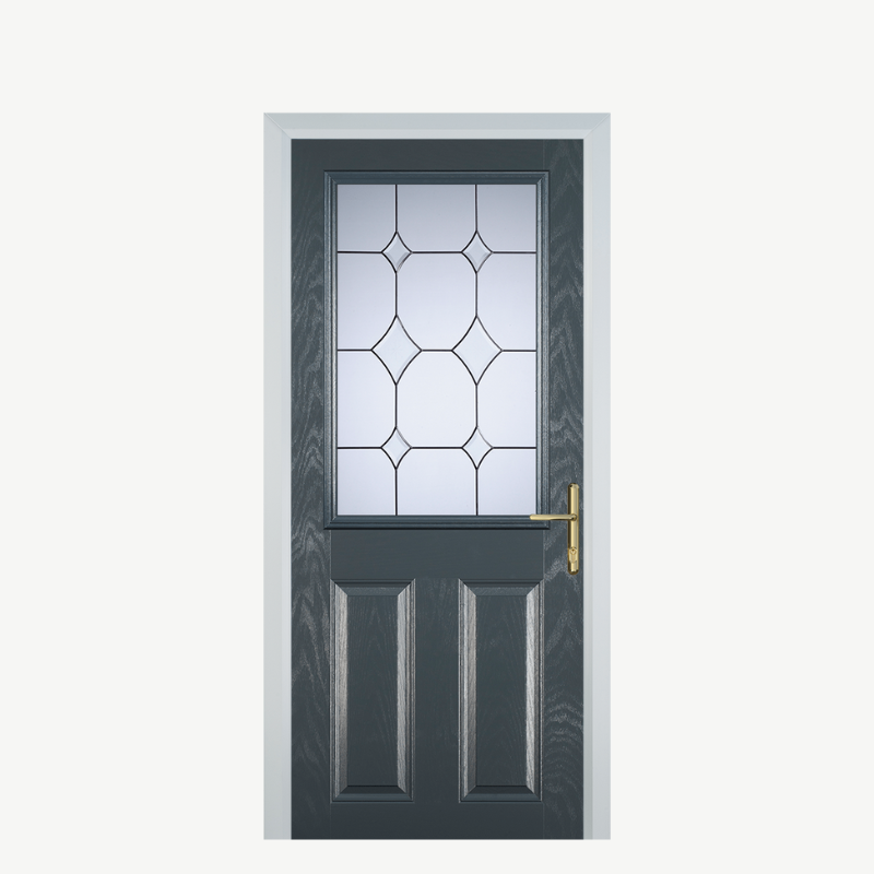 Door F 2 Panel 1 Square Grey Crystal Diamond image 0
