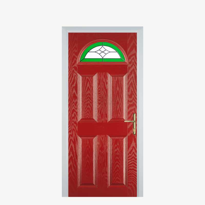 Door D 4 Panel 1 Arch Red Crystal Harmony Green image 0