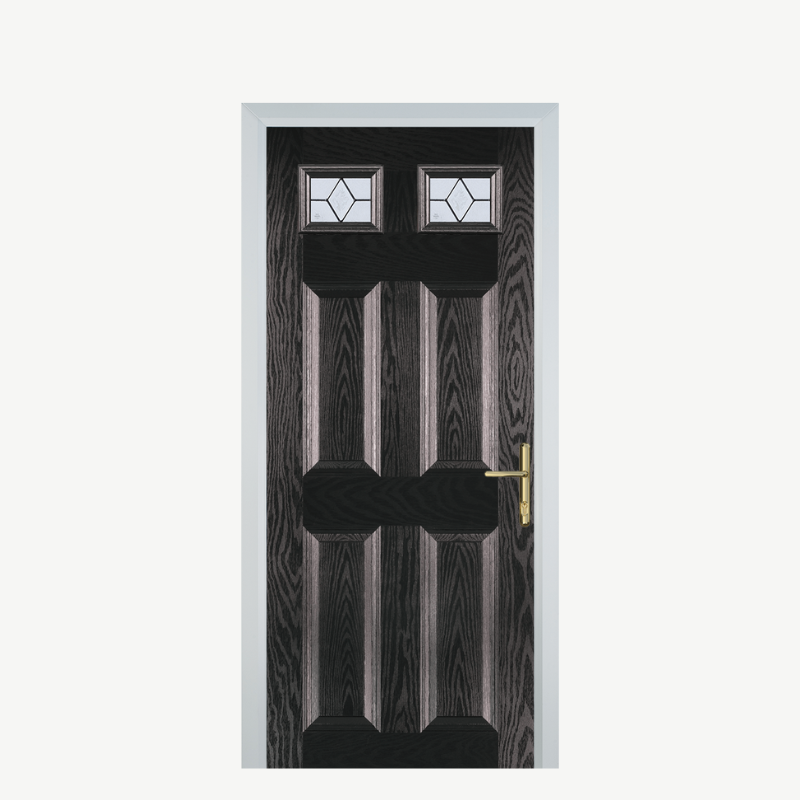 DoorI 4 Panel 2 Square Black Brown Classic image 0