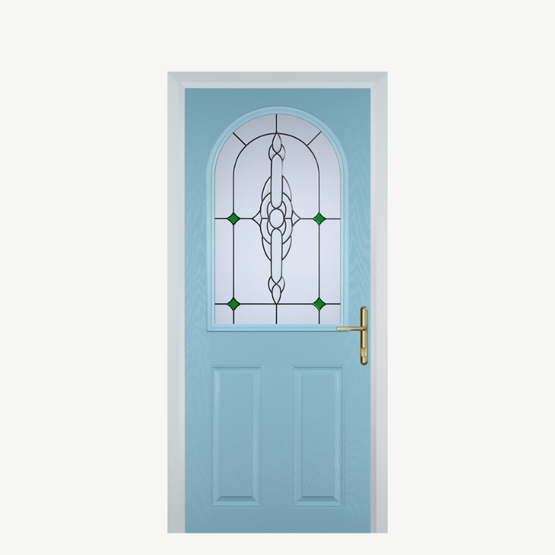 Door E 2 Panel 1 Arch Duck Egg Blue Crystal Bohemia Green image 0