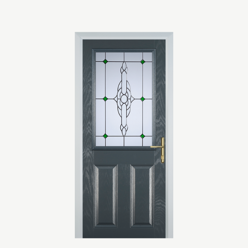 Door F 2 Panel 1 Square Grey Crystal Bohemia Green image 0