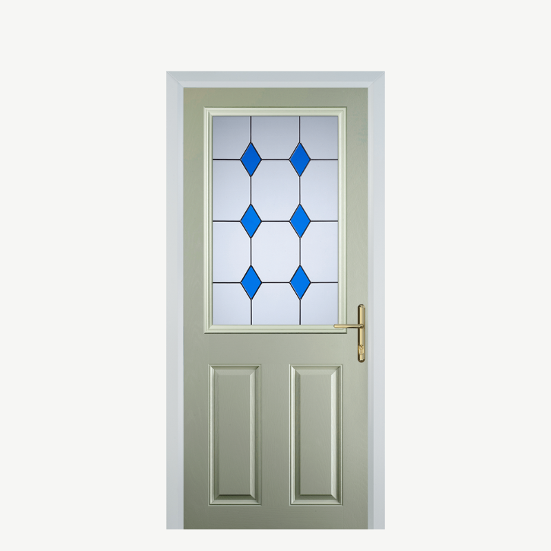 Door F 2 Panel 1 Square Pebble Grey 3 Drop Diamond Blue image 0