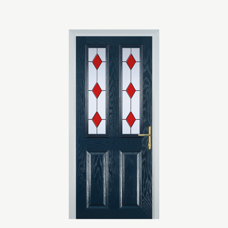 Door C 2 Panel 2 Square Blue 3 Drop Diamond Red image 0