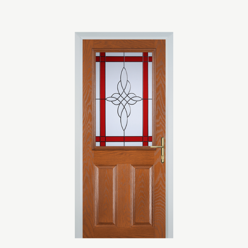Door F 2 Panel 1 Square Oak Crystal Harmony Red image 0