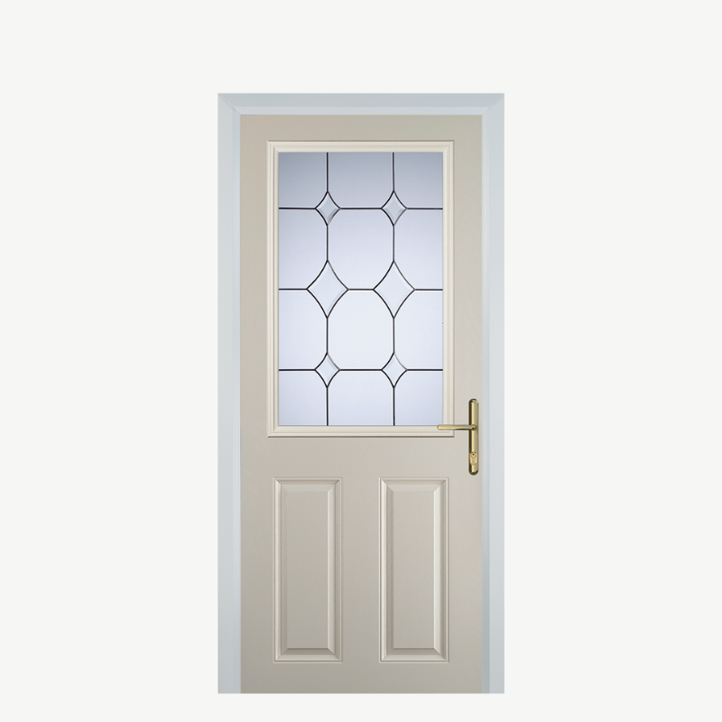 Door F 2 Panel 1 Square Cream Crystal Diamond image 0