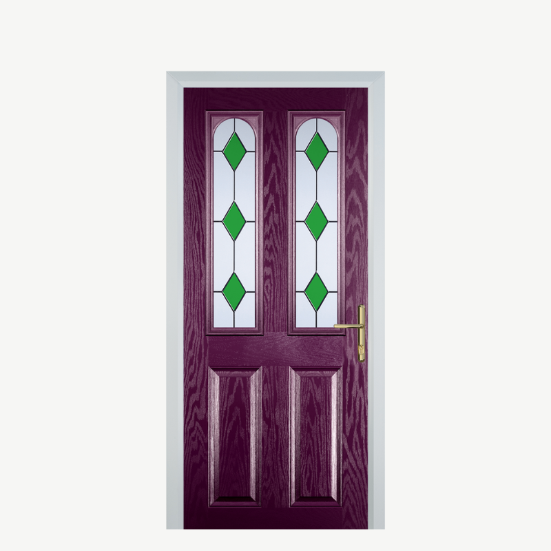 Door A 2 Panel 2 Arch Purple Violet 3 Drop Diamond Green image 0