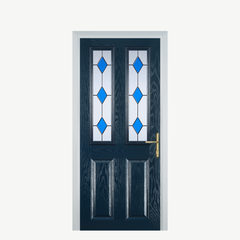 Door C 2 Panel 2 Square Blue 3 Drop Diamond Blue image 0