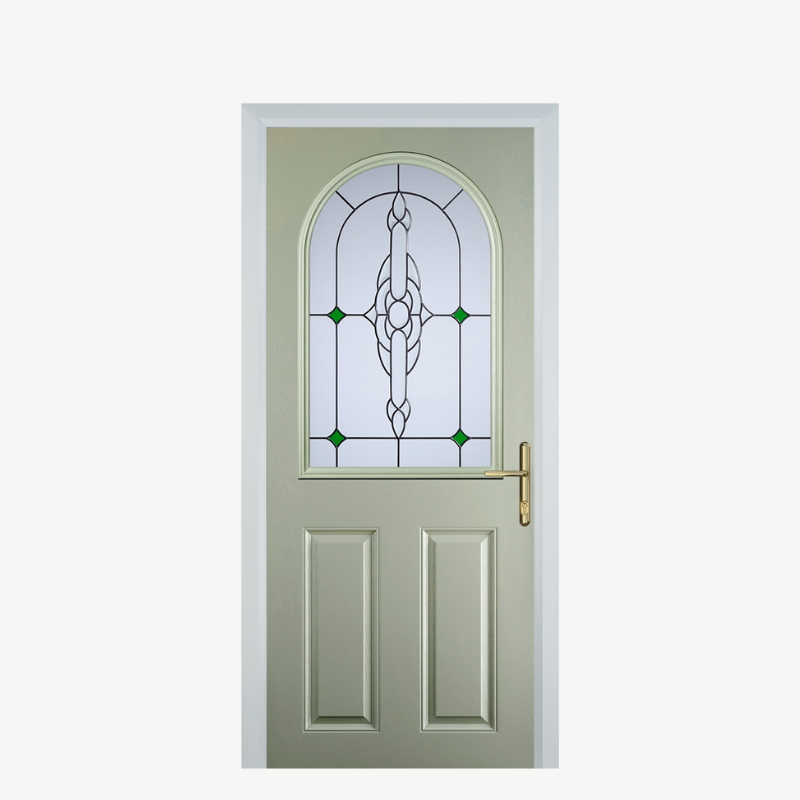 Door E 2 Panel 1 Arch Pebble Grey Crystal Bohemia Green image 0