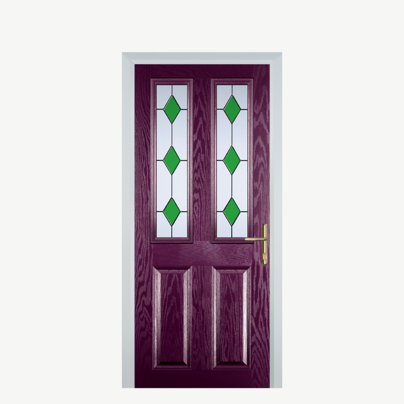 Door C 2 Panel 2 Square Purple Violet 3 Drop Diamond Green image 0