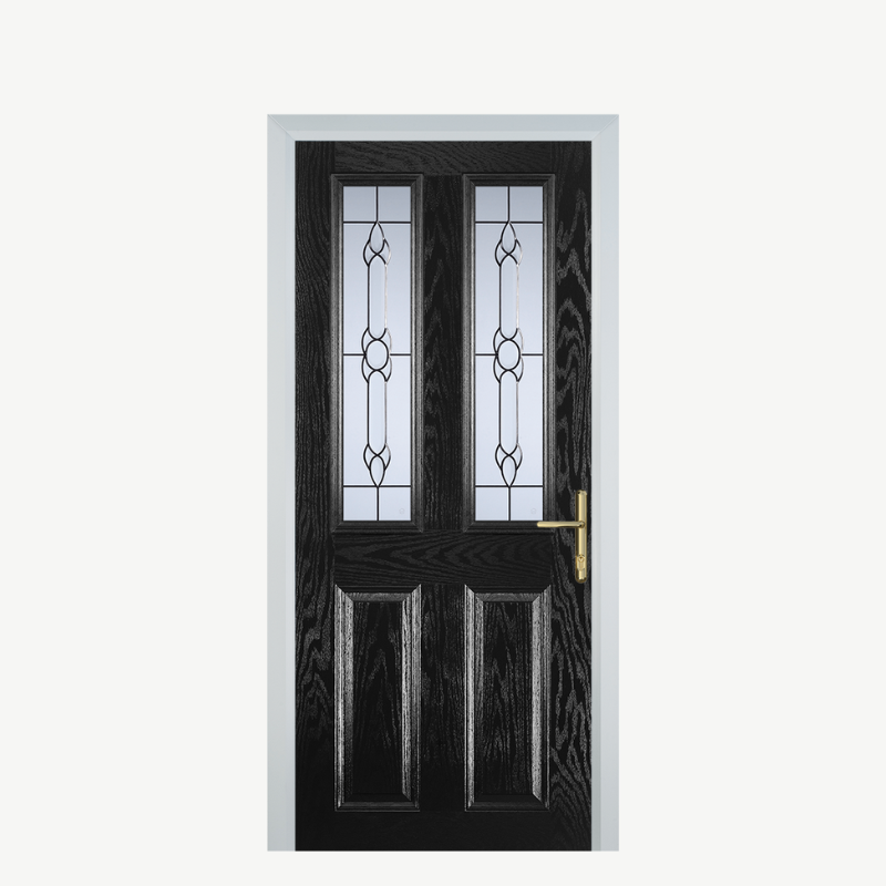 Door C 2 Panel 2 Square Black Crystal Bohemia image 0