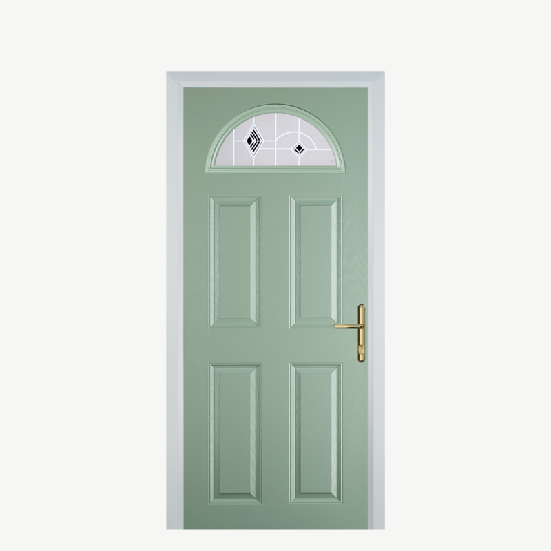 Door D 4 Panel 1 Arch Chartwell Green Murano Black image 0