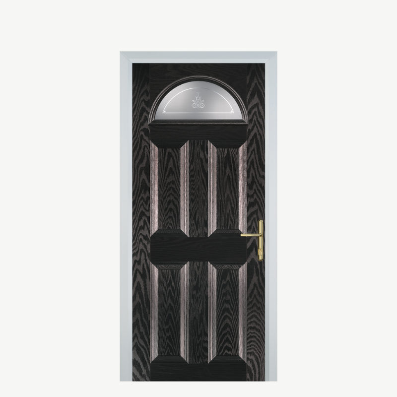 Door D 4 Panel 1 Arch Black Brown Straxton image 0
