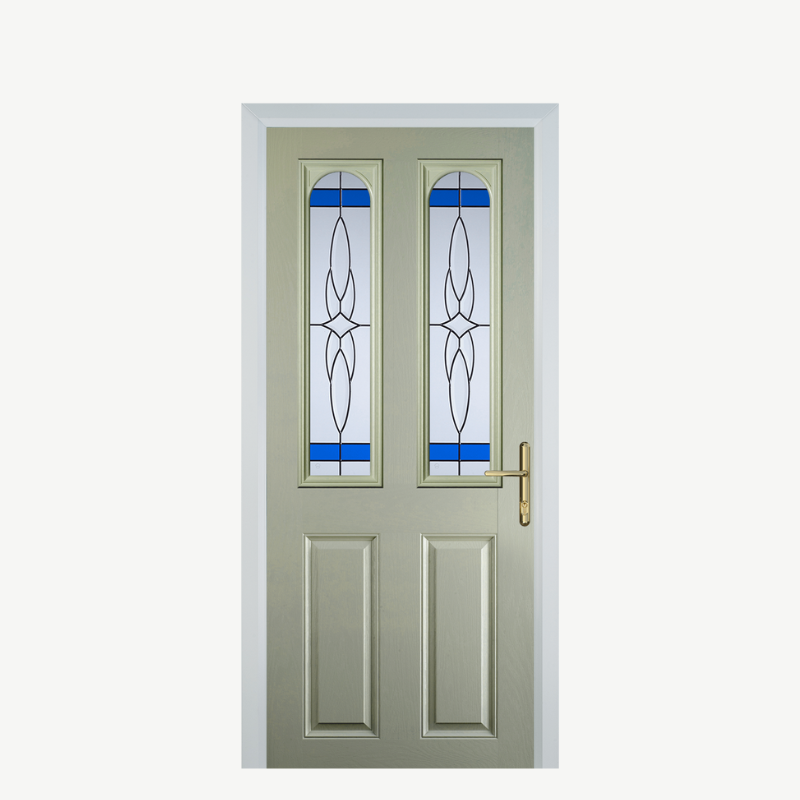 Door A 2 Panel 2 Arch Pebble Grey Crystal Harmony Blue image 0