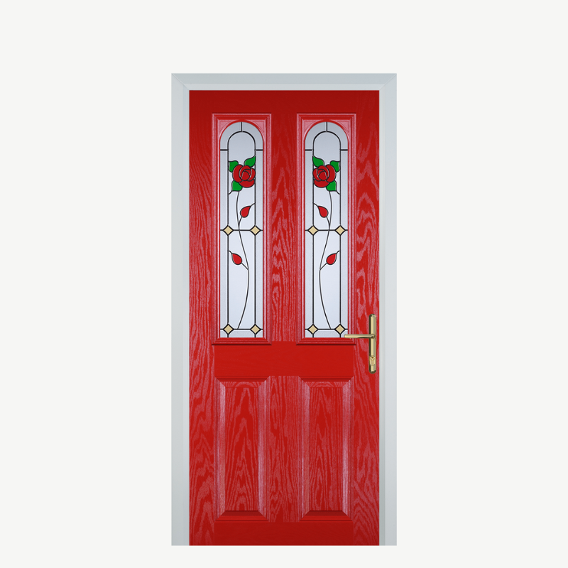 Door A 2 Panel 2 Arch Poppy Red (High Gloss) English Rose image 0