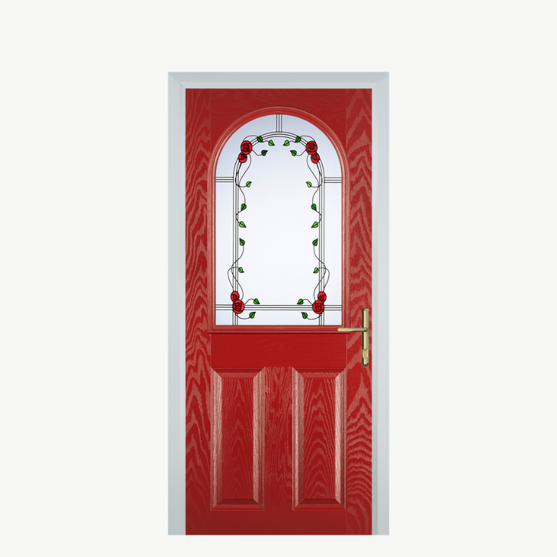 Door E 2 Panel 1 Arch Red Mackintosh Rose image 0