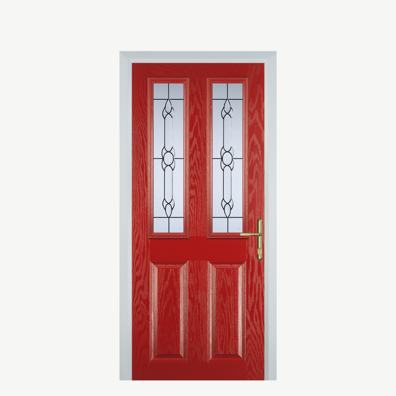 Door C 2 Panel 2 Square Red Crystal Bohemia image 0
