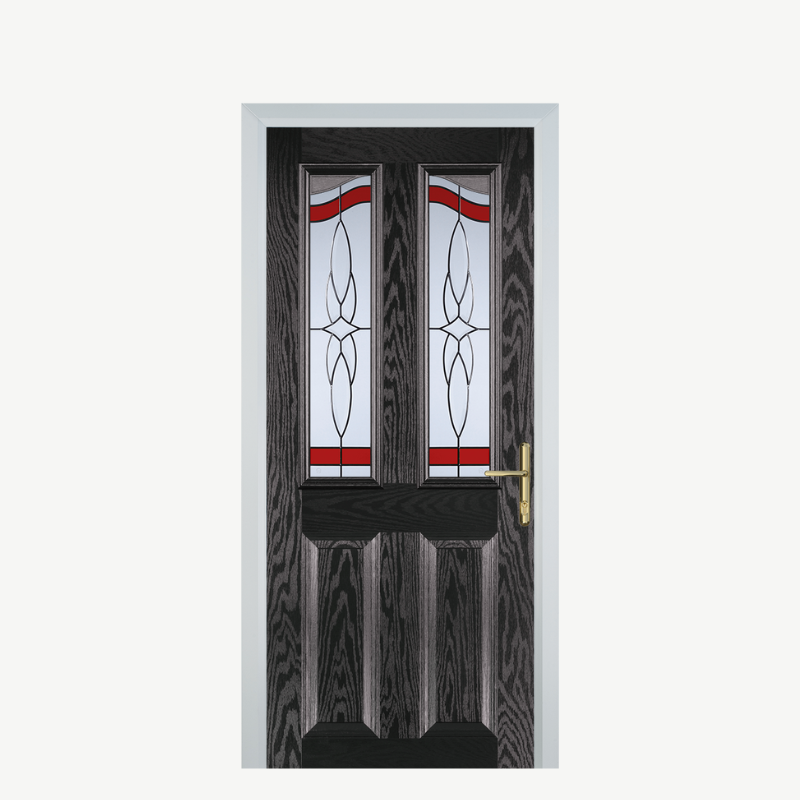 Door B 2 Panel 2 Angle Black Brown Crystal Harmony Red image 0