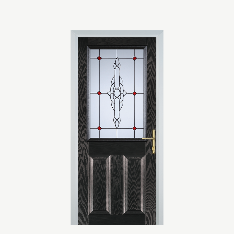 Door F 2 Panel 1 Square Black Brown Crystal Bohemia Red image 0