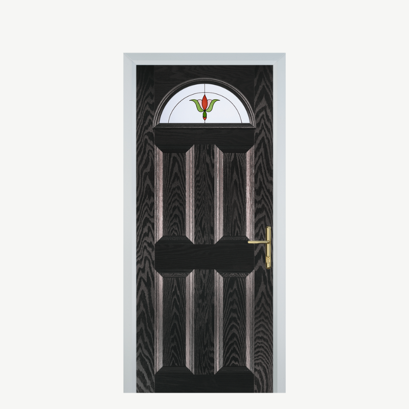 Door D 4 Panel 1 Arch Black Brown Fleur image 0