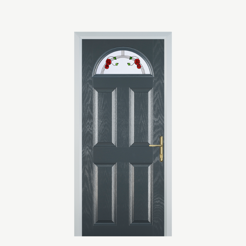 Door D 4 Panel 1 Arch Grey Mackintosh Rose image 0