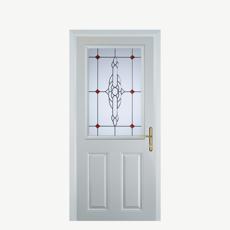 Door F 2 Panel 1 Square White Crystal Bohemia Red image 0