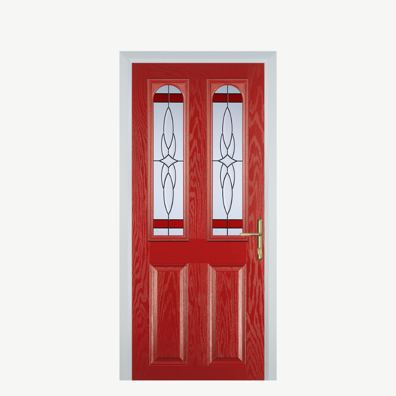 Door A 2 Panel 2 Arch Red Crystal Harmony Red image 0